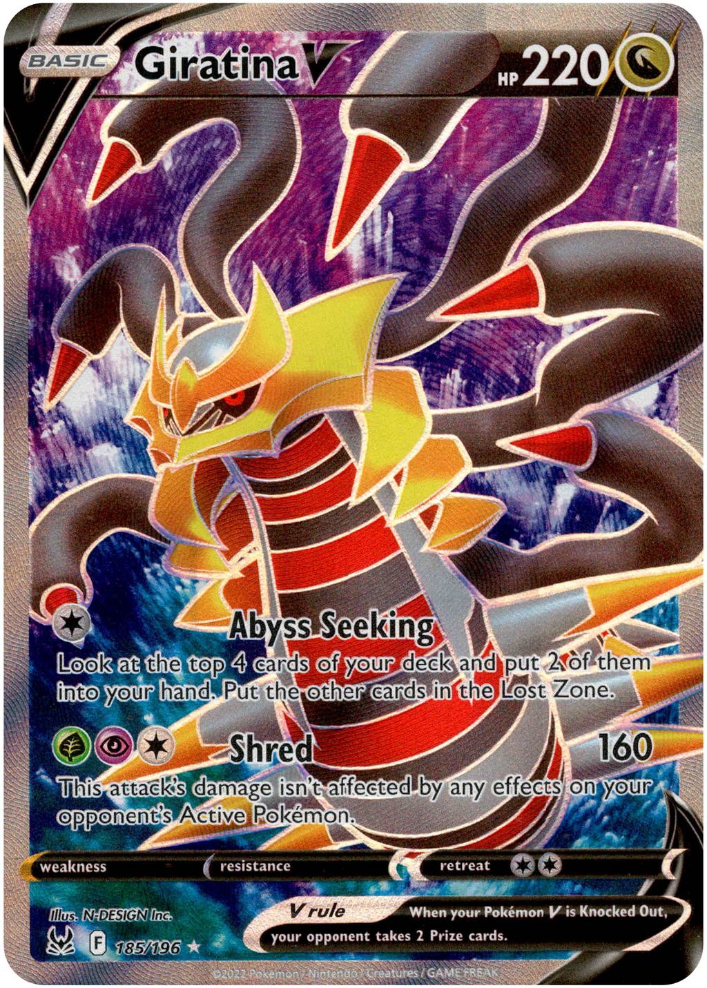 Pokemon - Giratina V - 185/196 Lost Origin Full Art Card