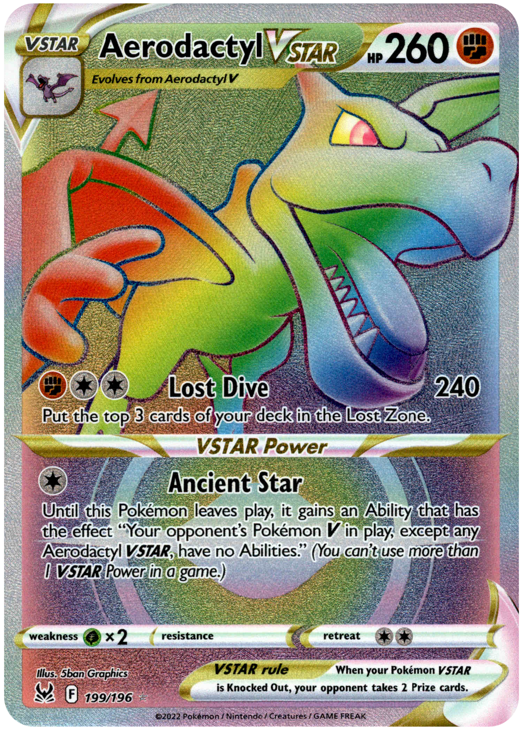 Pokemon Trading Card Game 092/196 Aerodactyl V : Rare Holo V Card