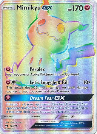 Mimikyu GX 206/214 Full Art Ultra Rare Dragon Majesty Pokemon Card Near  Mint