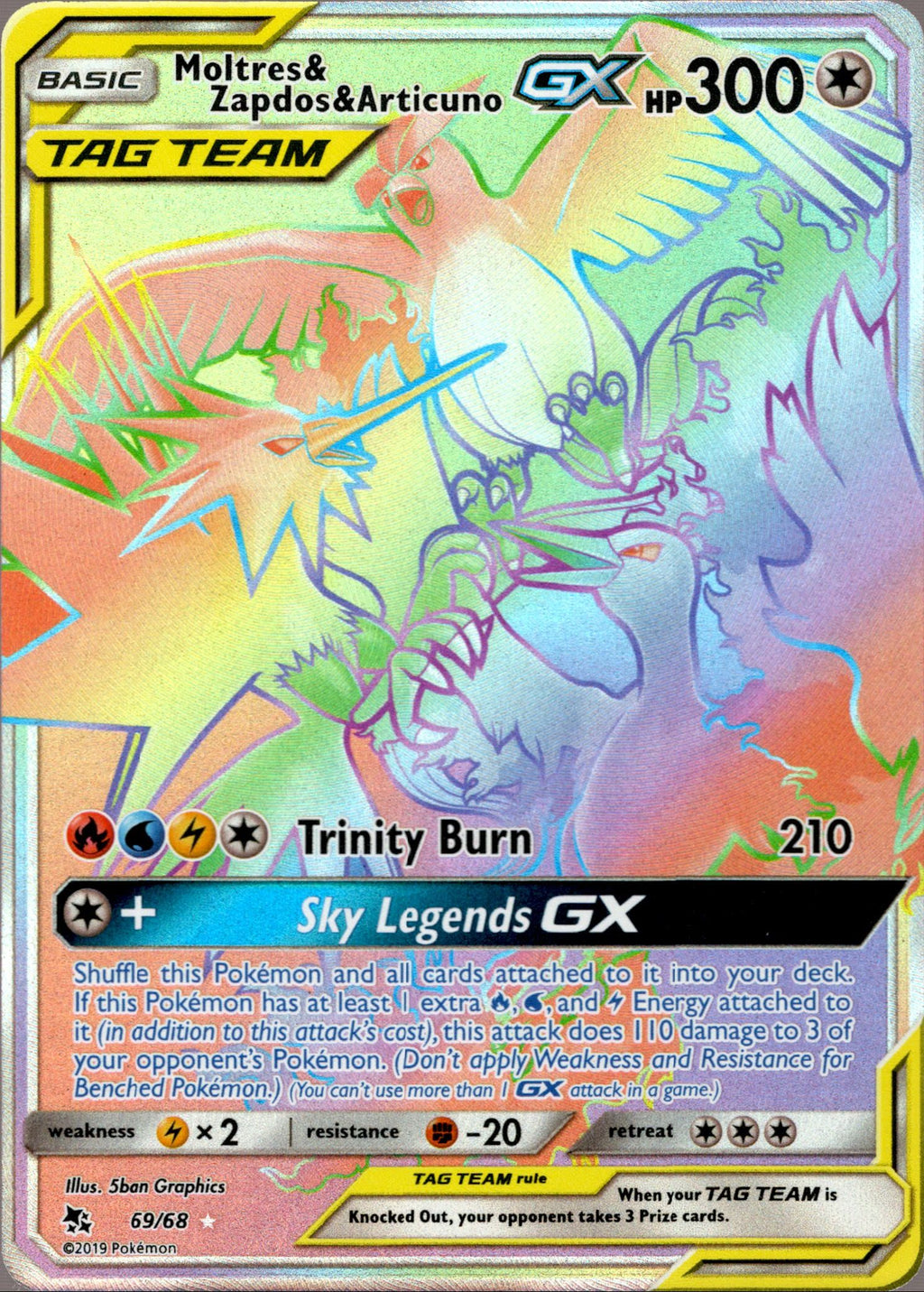 Moltres & Zapdos & Articuno Tag Team Gx Hyper Rare - 69 68 - Hidden Fa 