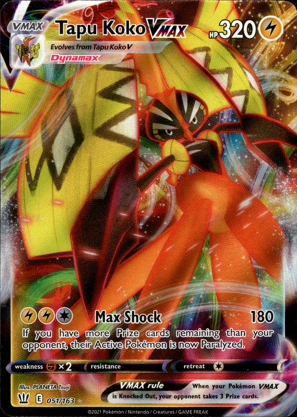 Pokemon Card Tapu Koko VMAX 051/163 Battle Styles NM/M 