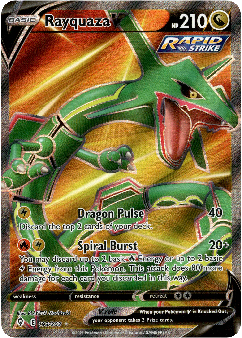 Carta Pokémon Lendário Rayquaza V Full Art Céus Em Evolução