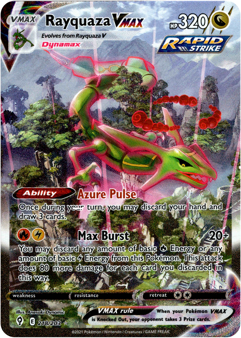 Mavin  Rayquaza VMAX 218/203 Alt Art - Evolving Skies Secret Rare