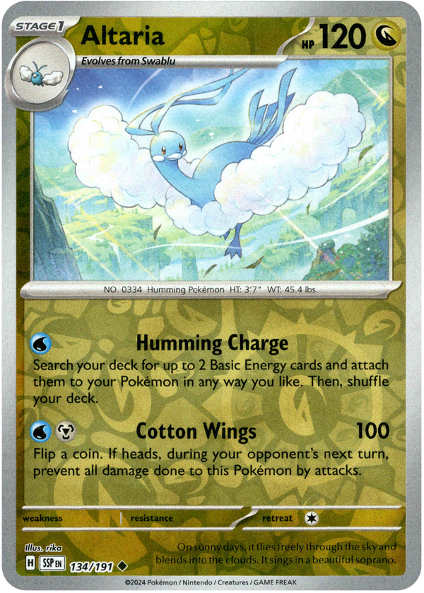 Altaria - 134/191 - Surging Sparks - Reverse Holo - Card Cavern