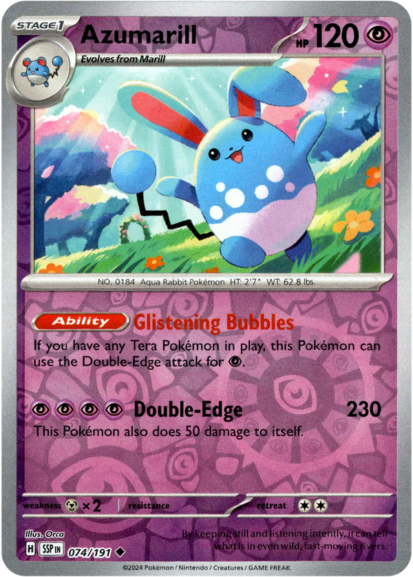 Azumarill - 074/191 - Surging Sparks - Reverse Holo - Card Cavern