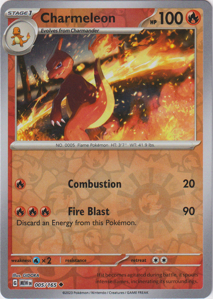 Charmeleon - 005/165 - Scarlet & Violet 151 - Reverse Holo - Card Cavern