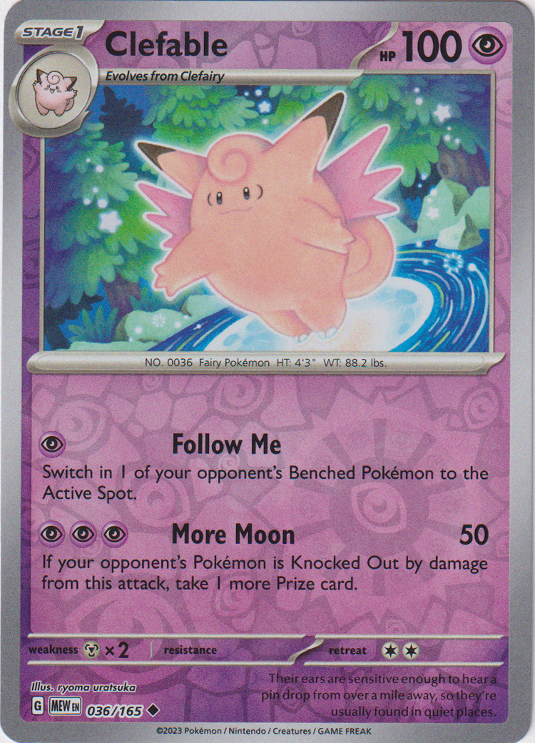 Clefable - 036/165 - Scarlet & Violet 151 - Reverse Holo - Card Cavern