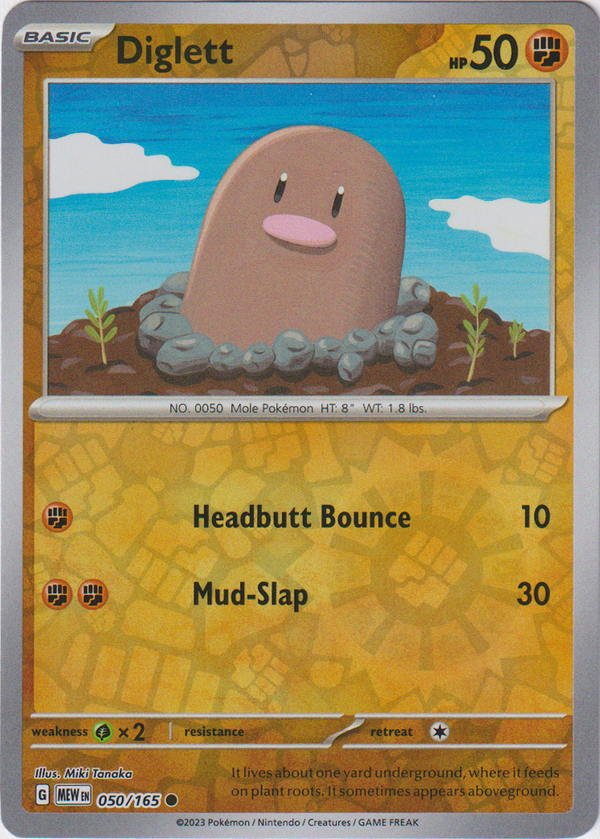 Diglett - 050/165 - Scarlet & Violet 151 - Reverse Holo - Card Cavern