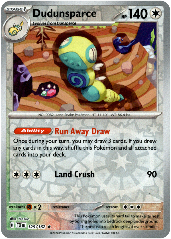 Dudunsparce - 129/162 - Temporal Forces - Reverse Holo - Card Cavern