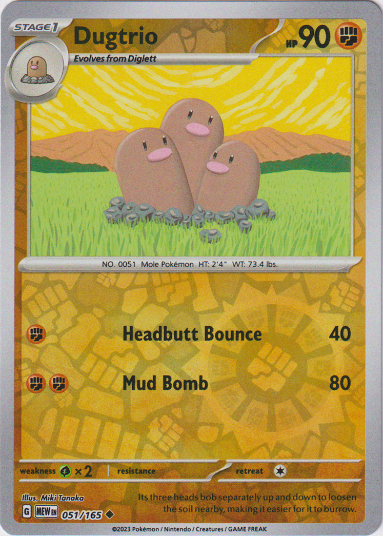 Dugtrio - 051/165 - Scarlet & Violet 151 - Reverse Holo - Card Cavern