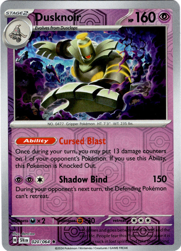 Dusknoir - 020/064 - Shrouded Fable - Reverse Holo - Card Cavern