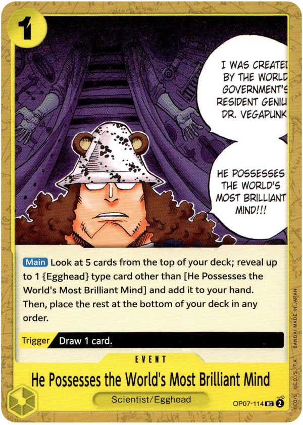 He Possesses the World's Most Brilliant Mind - OP07-114UC - 500 years in the Future - Card Cavern