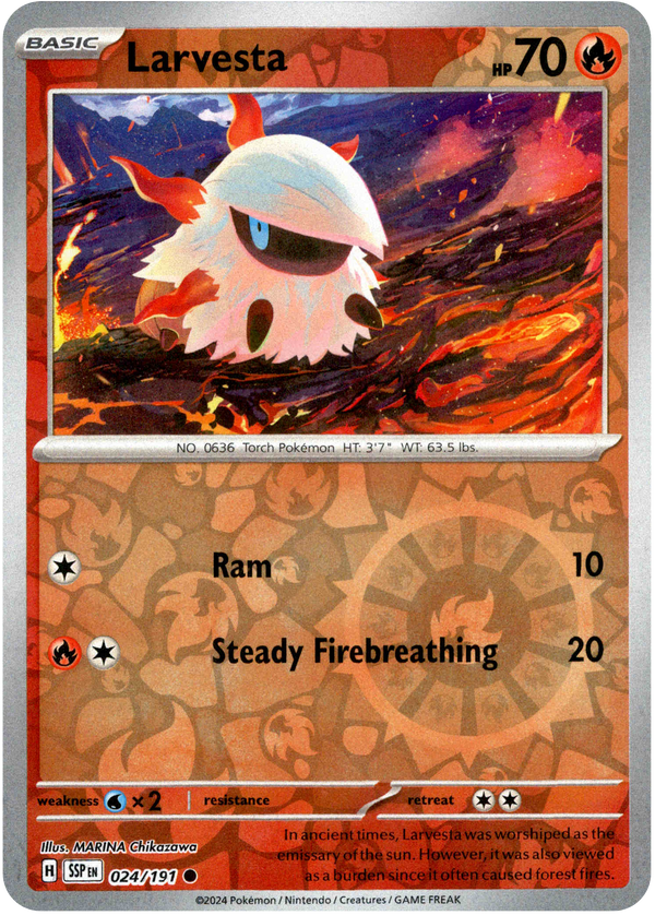 Larvesta - 024/191 - Surging Sparks - Reverse Holo - Card Cavern