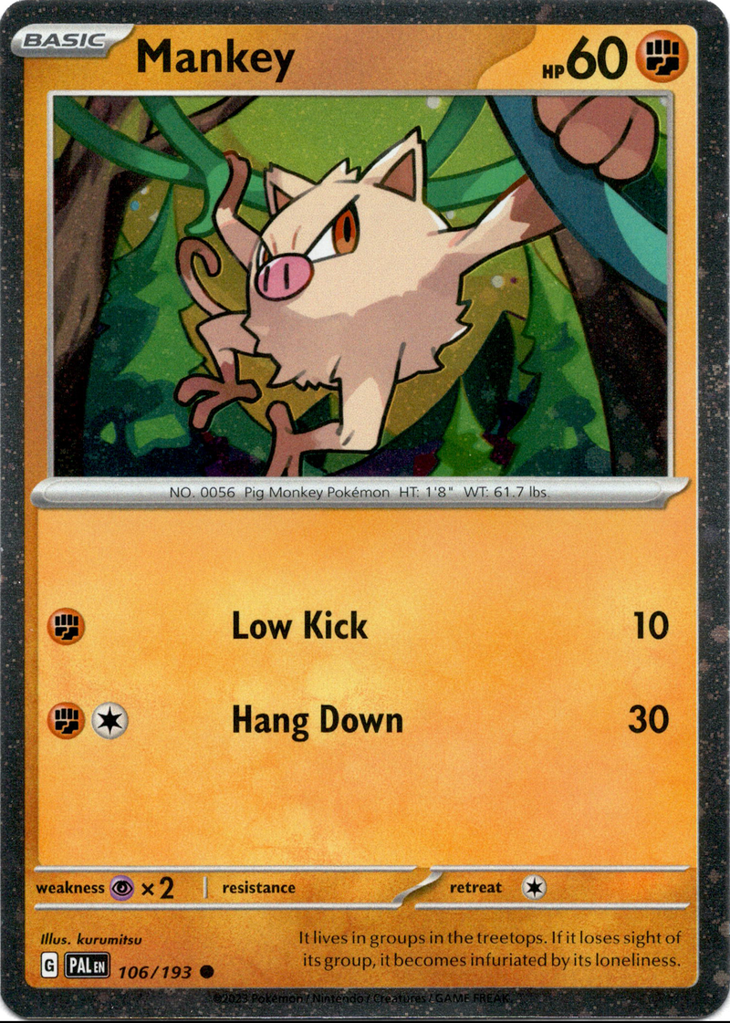 Mankey - 106/193 - Paldea Evolved - Cosmos Holo - Card Cavern