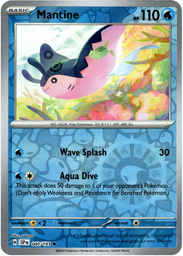 Mantine - 040/191 - Surging Sparks - Reverse Holo - Card Cavern