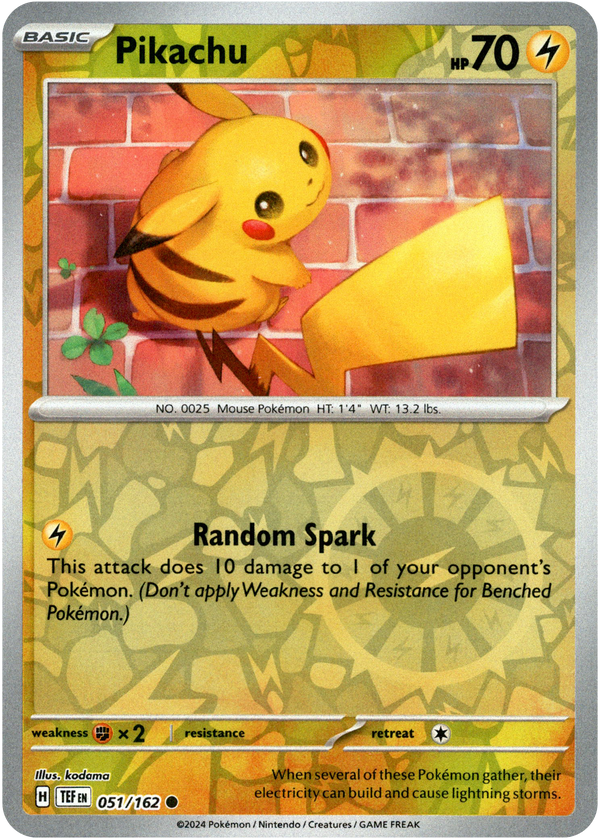 Pikachu - 051/162 - Temporal Forces - Reverse Holo - Card Cavern