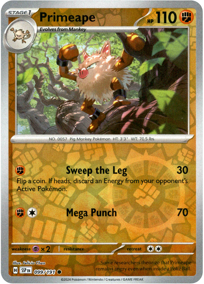 Primeape - 099/191 - Surging Sparks - Reverse Holo - Card Cavern