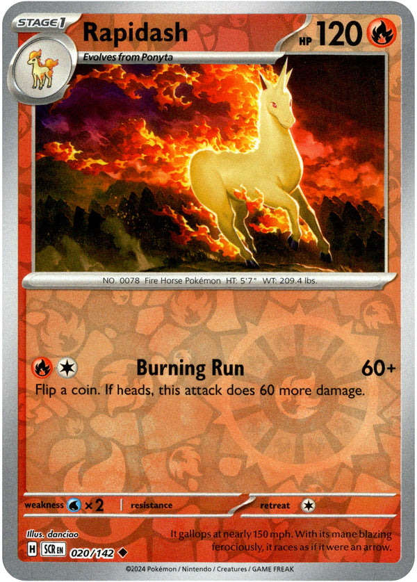 Rapidash - 020/142 - Stellar Crown - Reverse Holo - Card Cavern