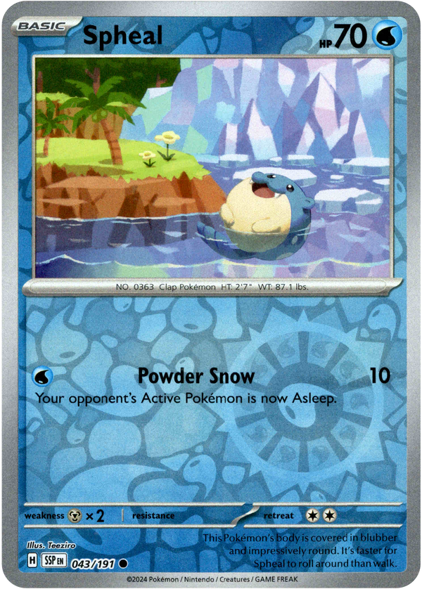 Spheal - 043/191 - Surging Sparks - Reverse Holo - Card Cavern