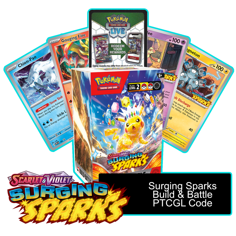 Surging Sparks Build & Battle Box - 1 of 4 Promos - PTCGL Code - Card Cavern