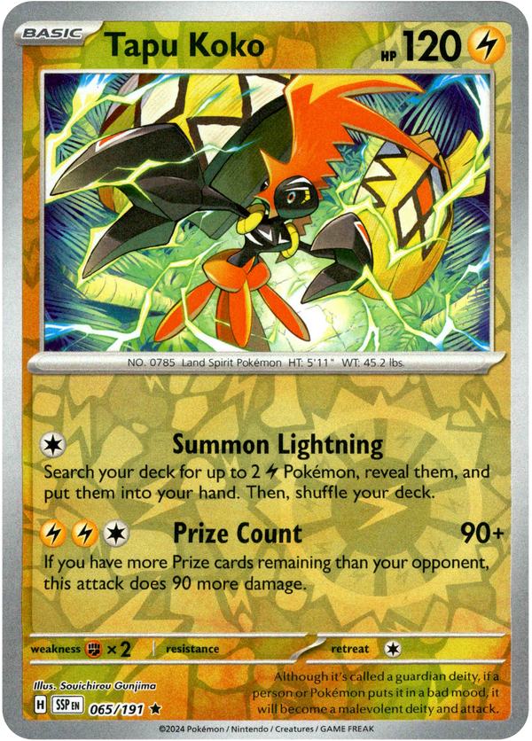 Tapu Koko - 065/191 - Surging Sparks - Reverse Holo - Card Cavern