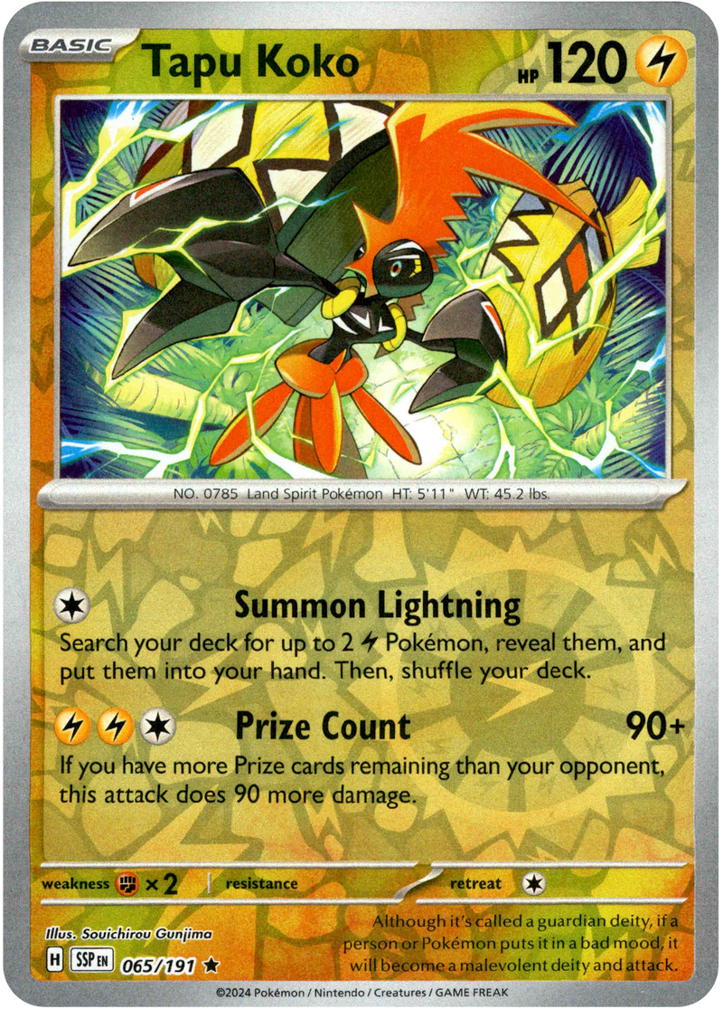 Tapu Koko - 065/191 - Surging Sparks - Reverse Holo - Card Cavern