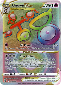 Unown VSTAR Hyper Rare - 199/195 - Silver Tempest - Card Cavern