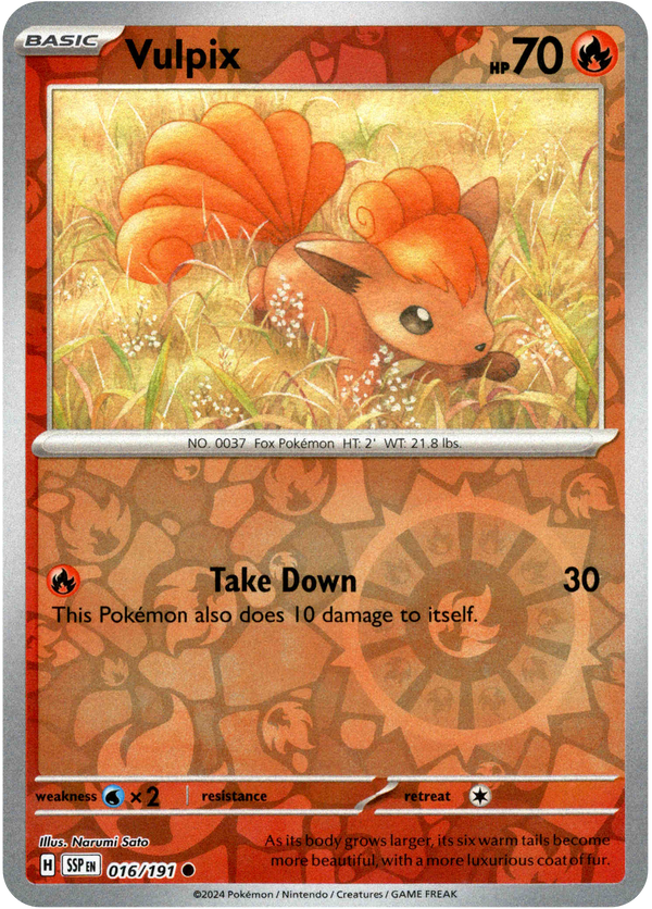 Vulpix - 016/191 - Surging Sparks - Reverse Holo - Card Cavern