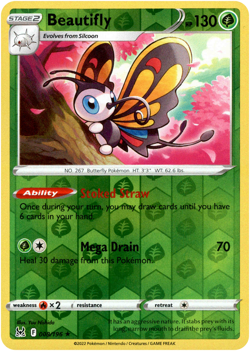 Beautifly - 008/196 - Lost Origin - Reverse Holo - Card Cavern