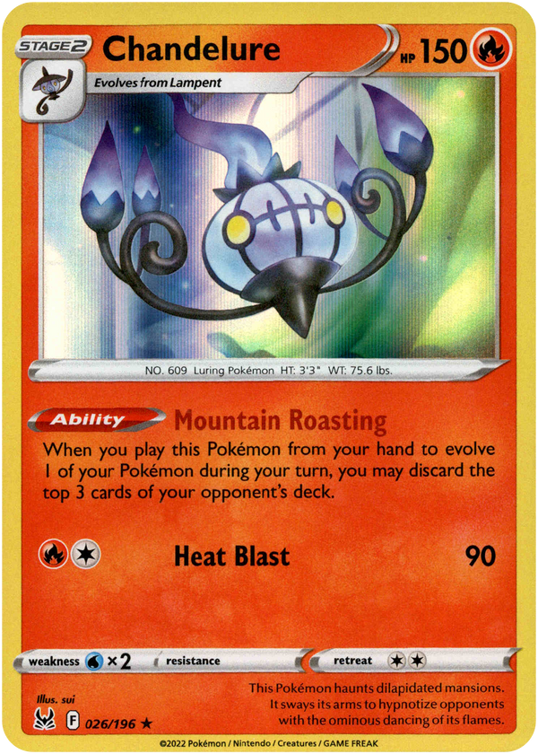 Chandelure - 026/196 - Lost Origin - Holo - Card Cavern