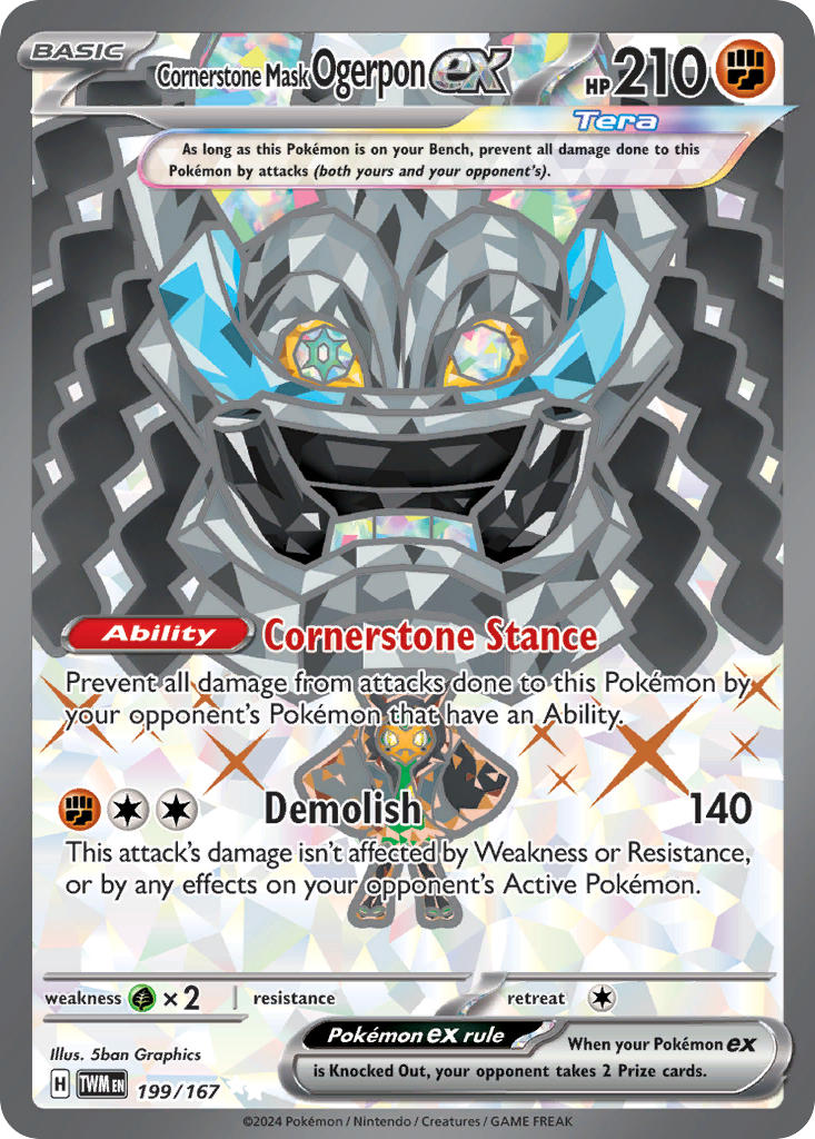 Cornerstone Mask Ogerpon ex - 199/167 - Twilight Masquerade - Holo - Card Cavern