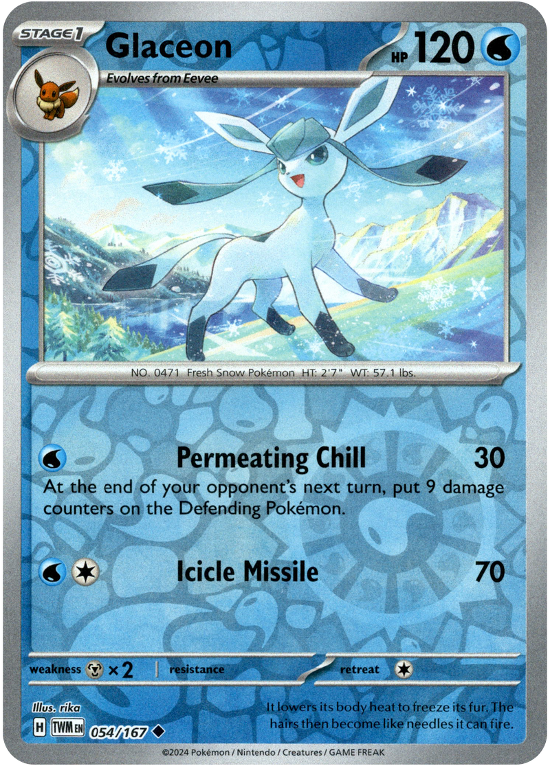 Glaceon - 054/167 - Twilight Masquerade - Reverse Holo - Card Cavern