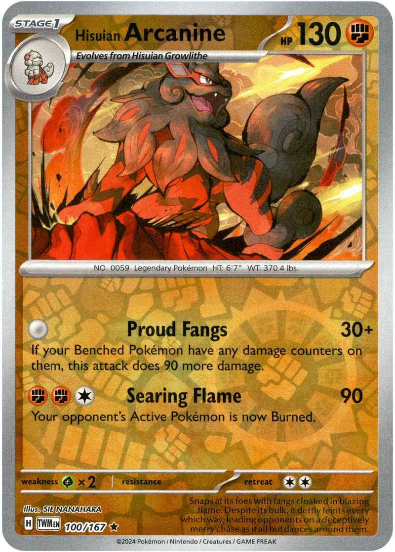 Hisuian Arcanine - 100/167 - Twilight Masquerade - Reverse Holo - Card Cavern