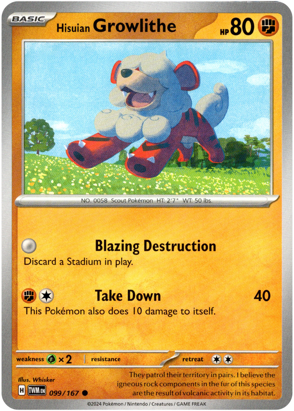 Hisuian Growlithe - 099/167 - Twilight Masquerade - Card Cavern