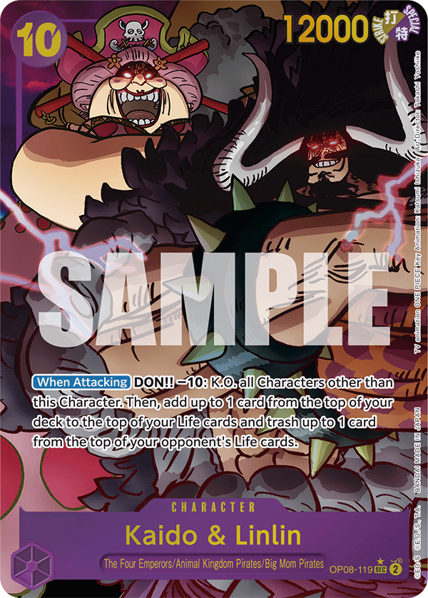 Kaido & Linlin Alternate Art - OP08-119 SEC - Two Legends - Foil - Card Cavern