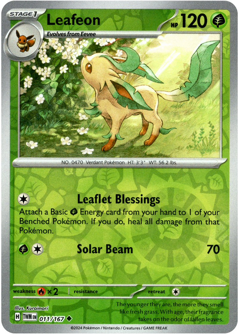 Leafeon - 011/167 - Twilight Masquerade - Reverse Holo - Card Cavern