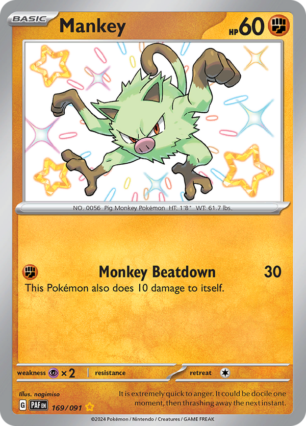 Mankey - 169/091 - Paldean Fates - Holo - Card Cavern