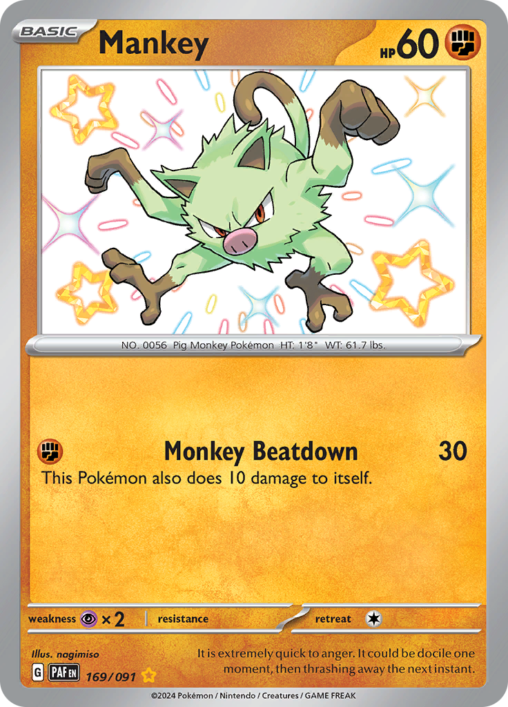 Mankey - 169/091 - Paldean Fates - Holo - Card Cavern