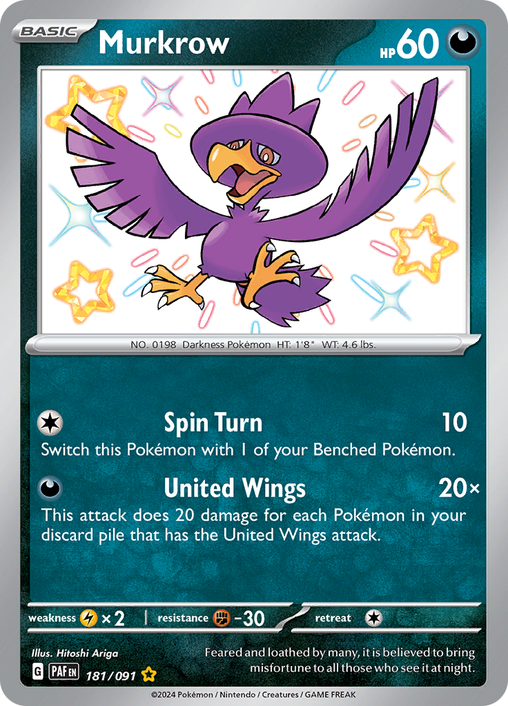 Murkrow - 181/091 - Paldean Fates - Holo - Card Cavern