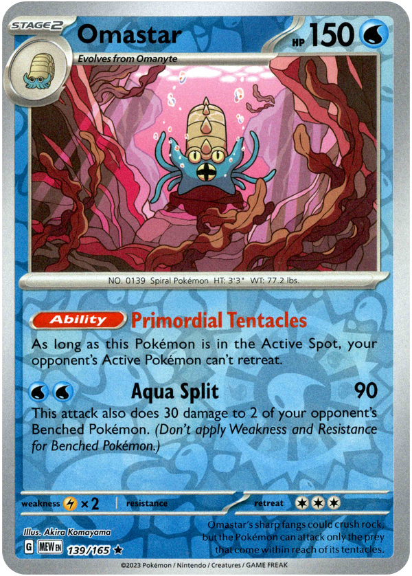 Omastar - 139/165 - Scarlet & Violet 151 - Reverse Holo - Card Cavern