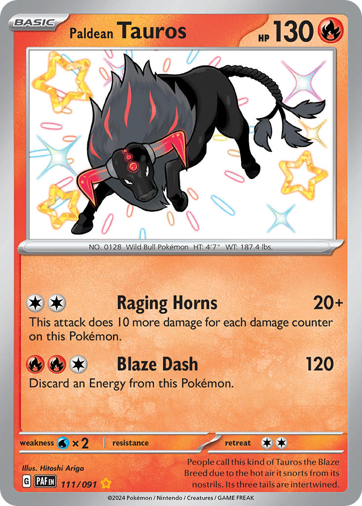 Paldean Tauros - 111/091 - Paldean Fates - Holo - Card Cavern