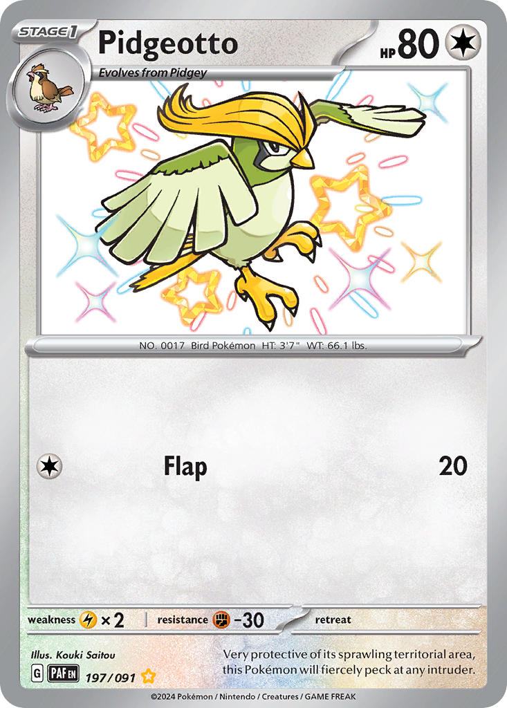 Pidgeotto - 197/091 - Paldean Fates - Holo - Card Cavern