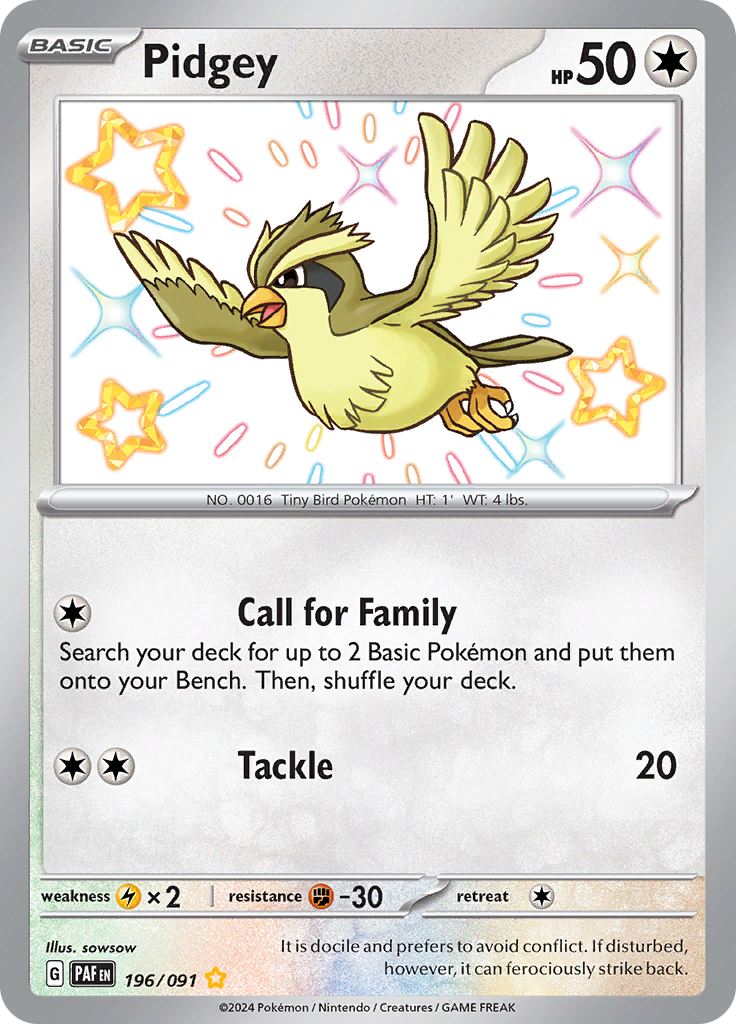 Pidgey - 196/091 - Paldean Fates - Holo - Card Cavern