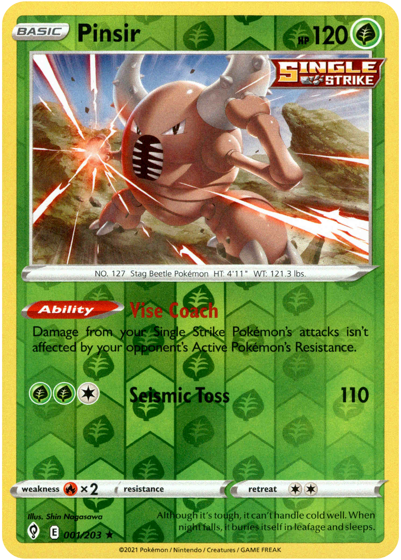 Pinsir - 001/203 - Evolving Skies - Reverse Holo - Card Cavern