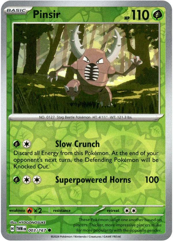 Pinsir - 003/167 - Twilight Masquerade - Reverse Holo - Card Cavern