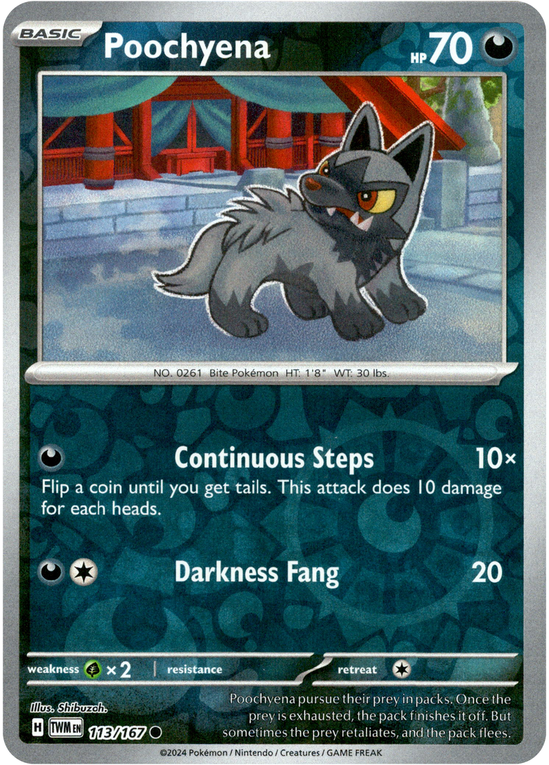 Poochyena - 113/167 - Twilight Masquerade - Reverse Holo - Card Cavern