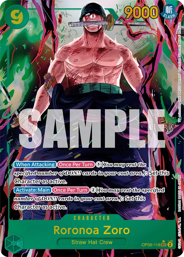 Roronoa Zoro Alternate Art - OP06-118SEC - Wings of the Captain - Foil - Card Cavern