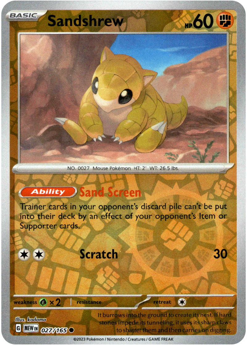 Sandshrew - 027/165 - Scarlet & Violet 151 - Reverse Holo - Card Cavern