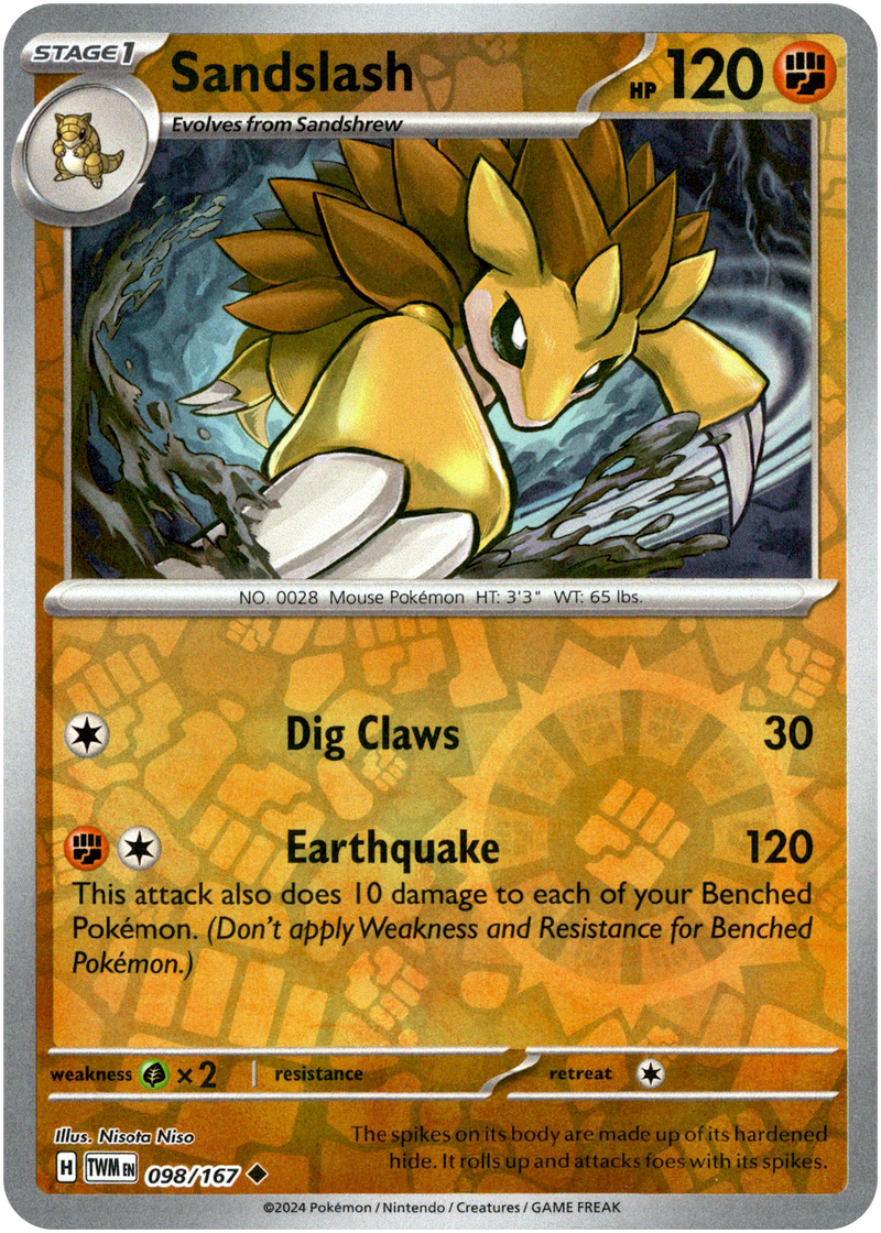 Sandslash - 098/167 - Twilight Masquerade - Reverse Holo - Card Cavern