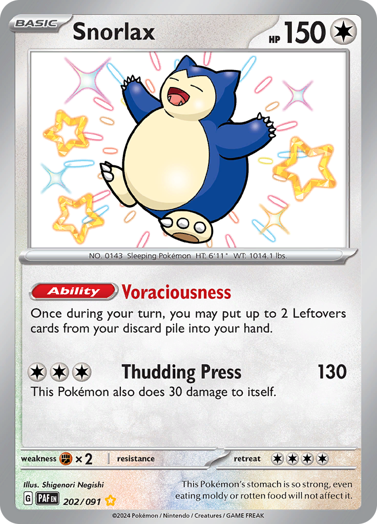 Snorlax - 202/091 - Paldean Fates - Holo - Card Cavern